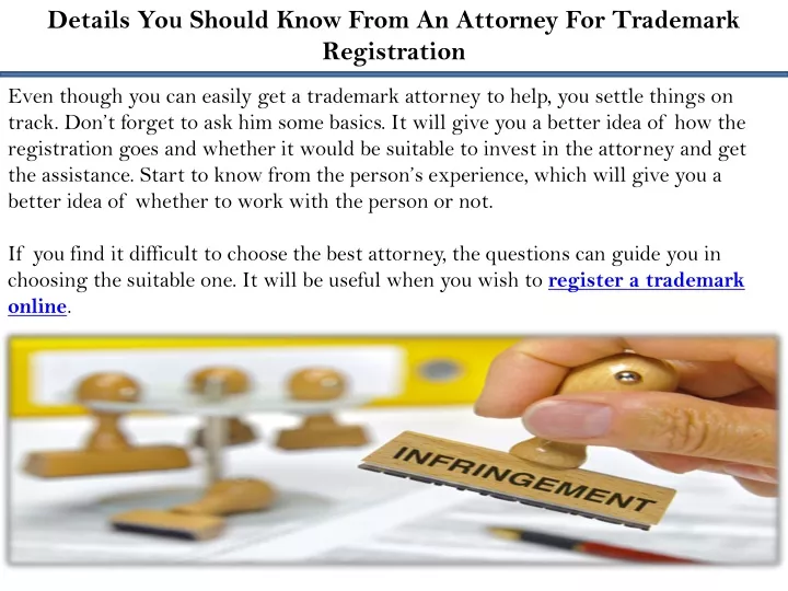 details you should know from an attorney