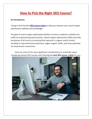 How to Pick the Right SEO Course