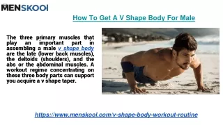 How To Get A V Shape Body For Male