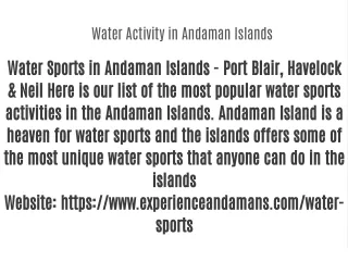 Water Activity in Andaman Islands