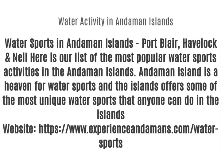 water activity in andaman islands