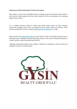 Importance of Real Estate Expert To Buy Any Property
