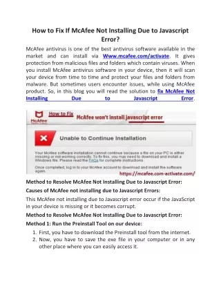 how to fix if mcafee not installing