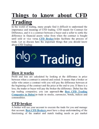 things to know about cfd trading in the world