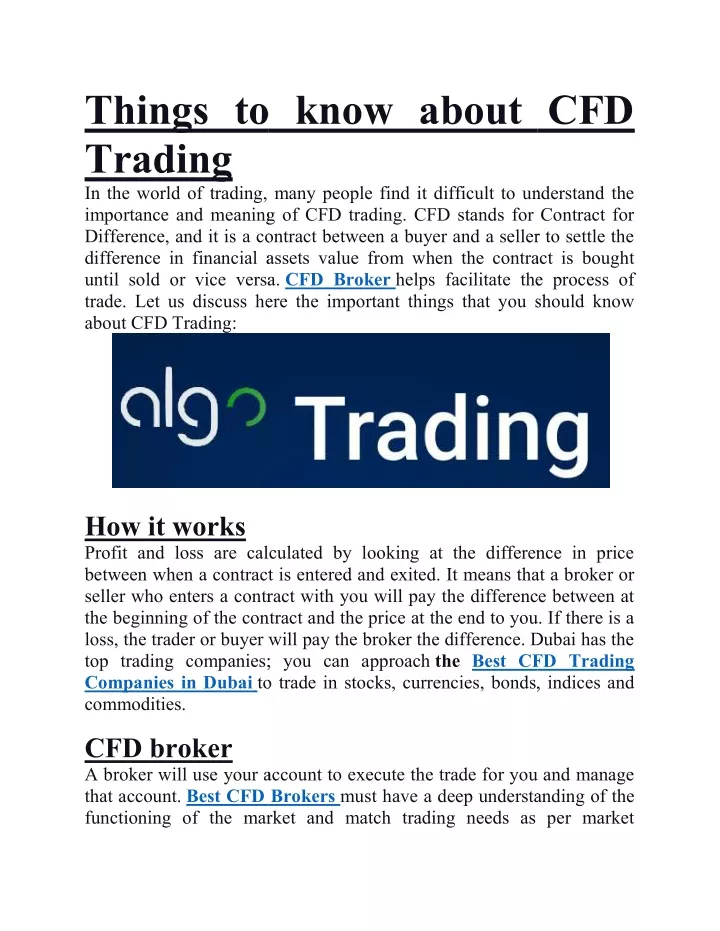 things to know about cfd trading in the world