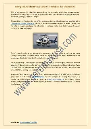selling an aircraft here are some considerations