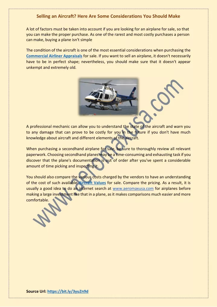 selling an aircraft here are some considerations