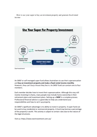 How to use your super to buy an investment property and generrate fixed rental income