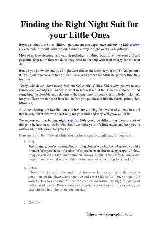 finding the right night suit for your little ones