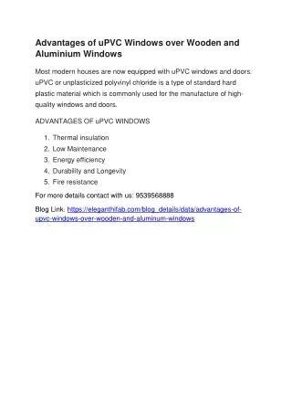 Advantages of uPVC Windows over Wooden and Aluminium Windows