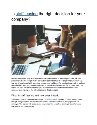 Is staff leasing the right decision for your company