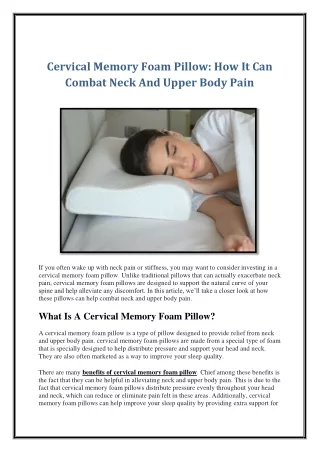 cervical memory foam pillow how it can combat