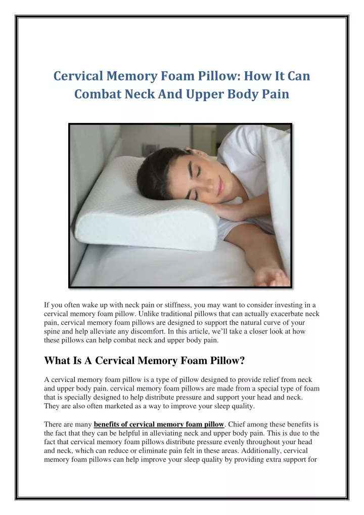 cervical memory foam pillow how it can combat