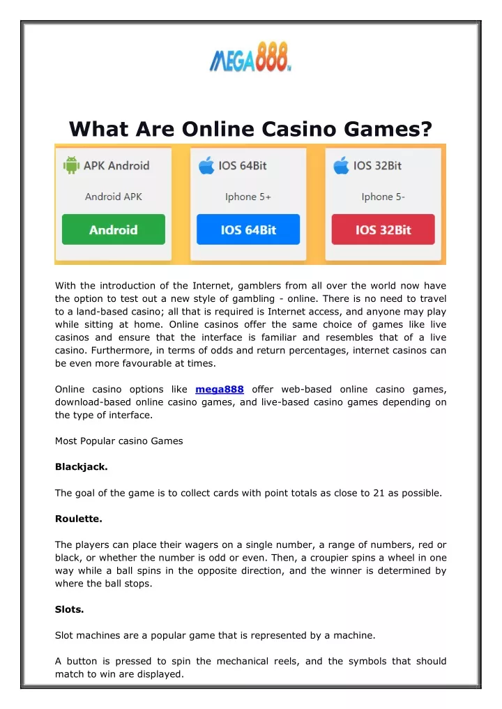 what are online casino games