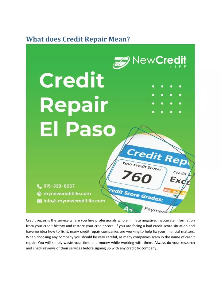 what does credit repair mean