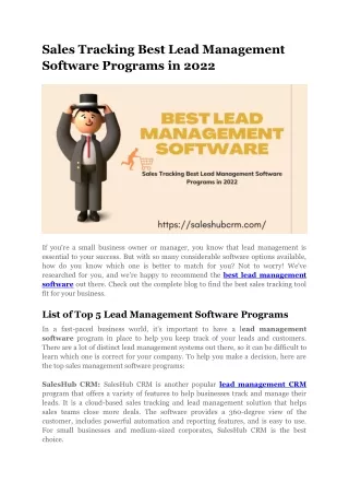 Best Lead Management Software Programs in 2022 _ Sales Tracking