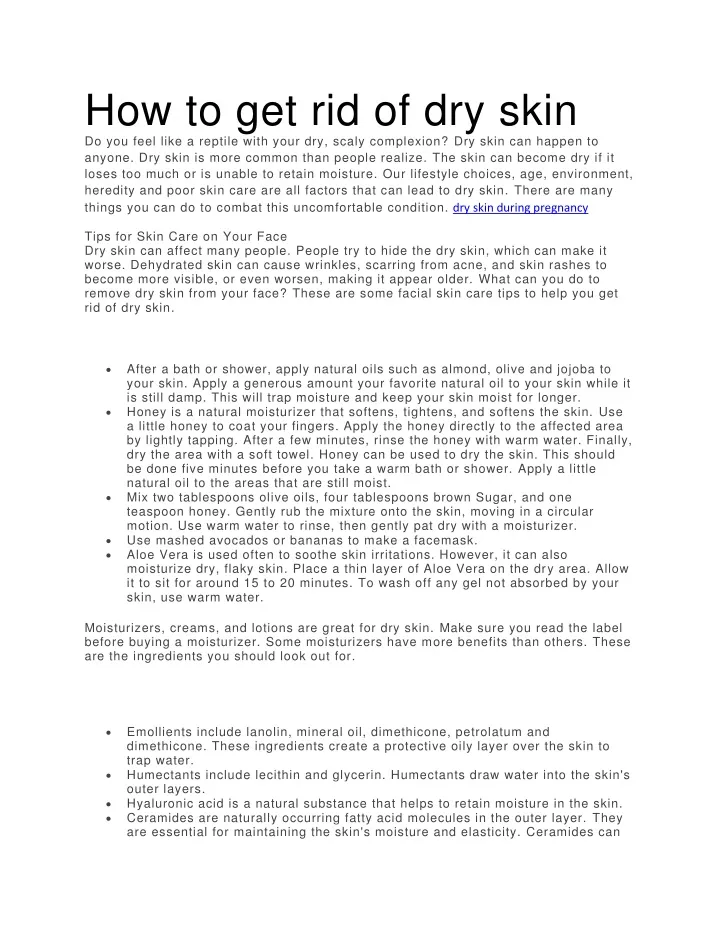 how to get rid of dry skin do you feel like