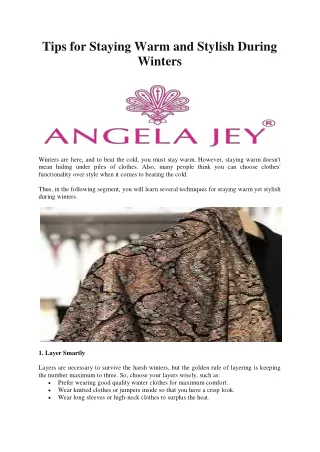 tips for staying warm and stylish during winters
