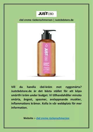 cbd creme rückenschmerzen | Justcbdstore.de