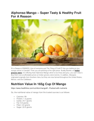 Alphonso Mango – Super Tasty & Healthy Fruit For A Reason