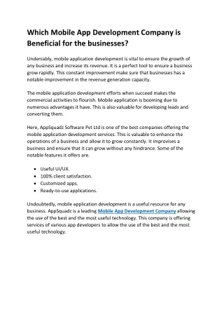 which mobile app development company