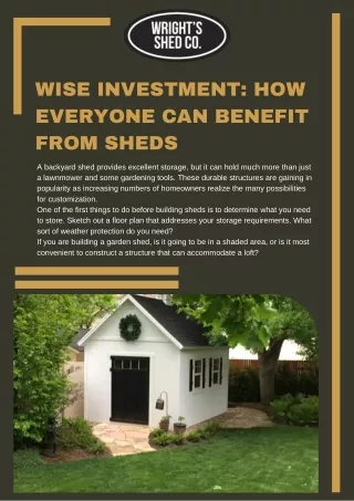 Wise Investment: How Everyone Can Benefit from Sheds
