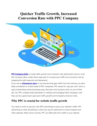 Quicker Traffic Growth, Increased Conversion Rate with PPC Company