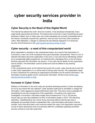 cyber security services provider in india