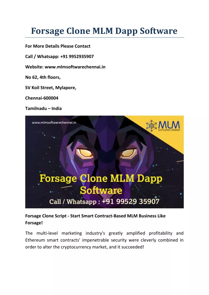 forsage clone mlm dapp software