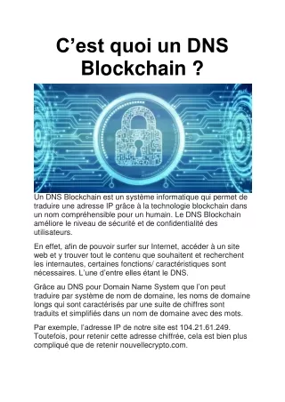 c est quoi un dns blockchain