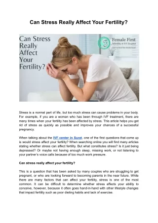 Can Stress Really Affect Your Fertility