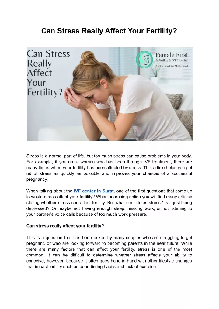 Can Stress Affect Your Fertility