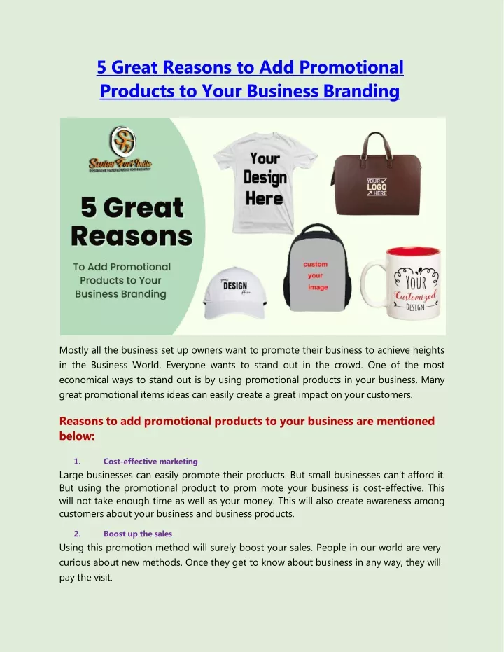 5 great reasons to add promotional products to your business branding