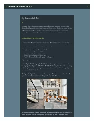 Buy Duplexes In Dubai