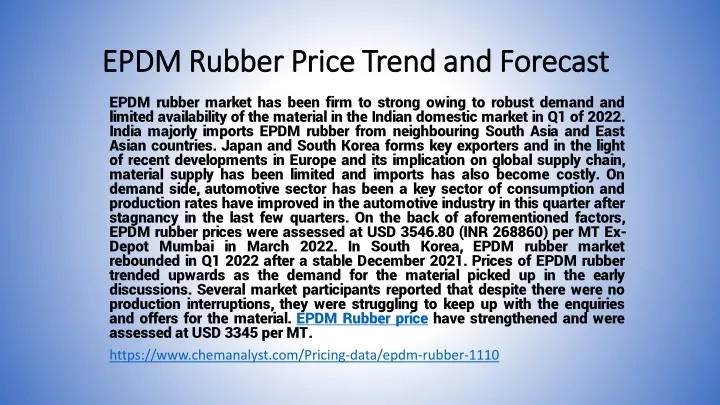 epdm rubber price trend and forecast