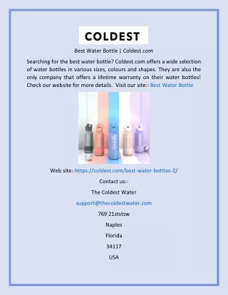 best water bottle coldest com