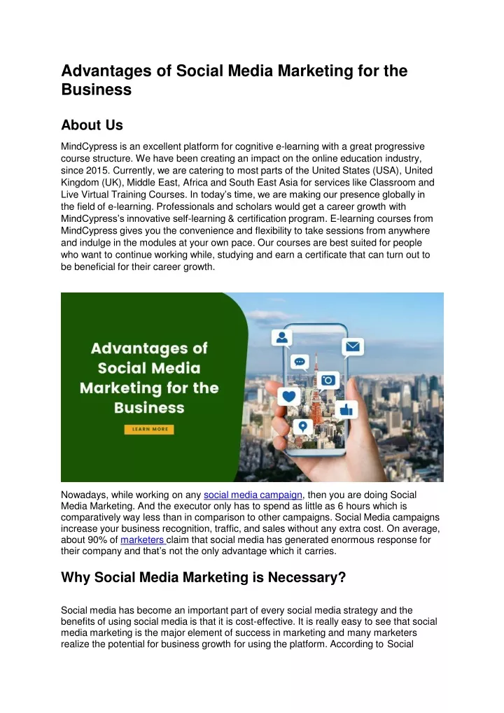 advantages of social media marketing