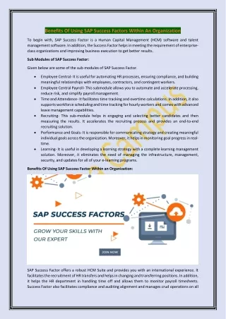benefits of using sap success factors within