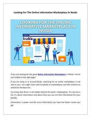 looking for the online informative marketplace