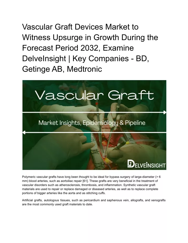 vascular graft devices market to witness upsurge