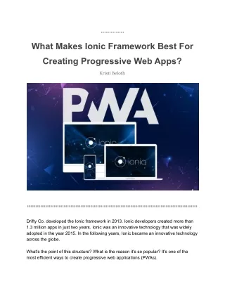 What Makes Ionic Framework Best For Creating Progressive Web Apps_