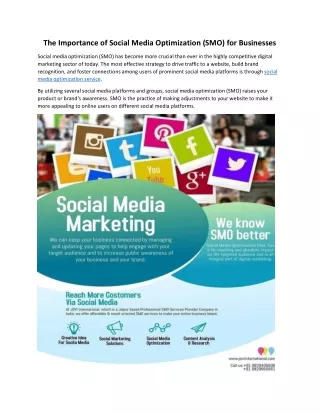 The Importance of Social Media Optimization (SMO) for Business