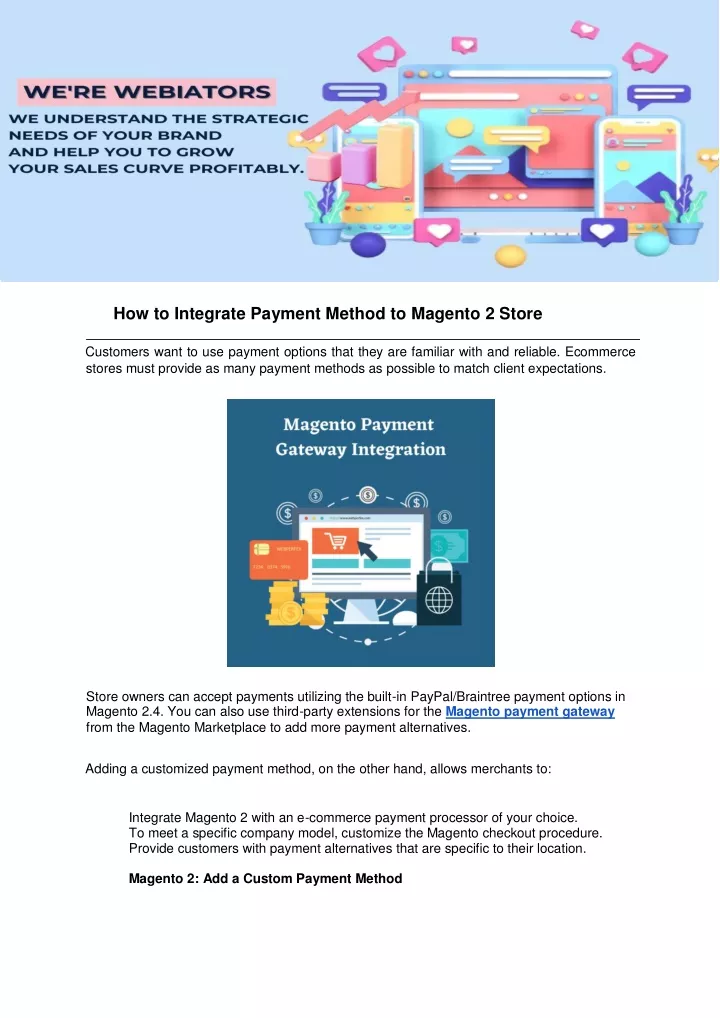 how to integrate payment method to magento 2 store