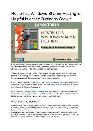 hostbillo s windows shared hosting is helpful