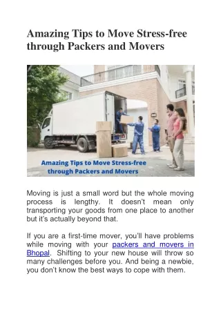 Amazing Tips to Move Stress-free through Packers and Movers