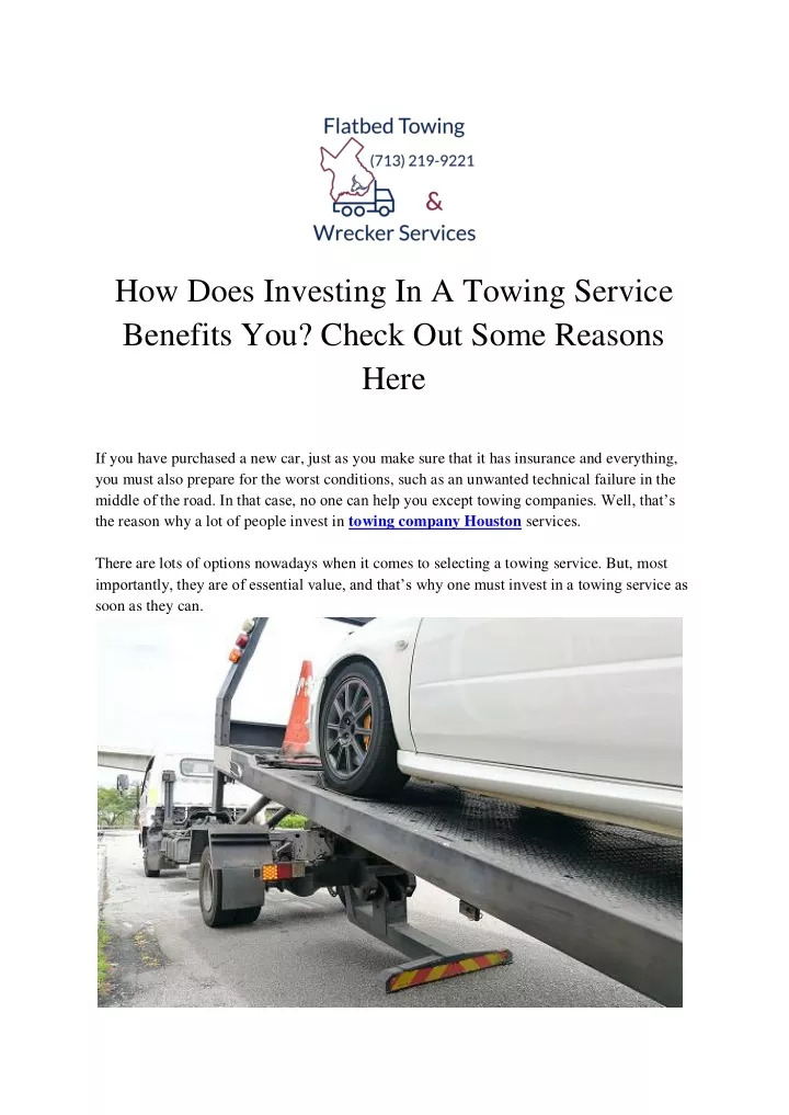 how does investing in a towing service benefits