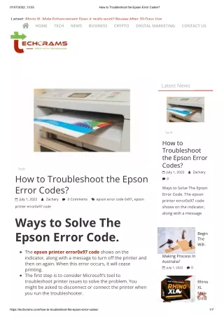 How to Troubleshoot the Epson Error Codes_