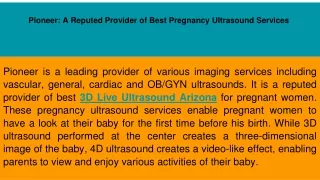 Pioneer_ A Reputed Provider of Best Pregnancy Ultrasound Services