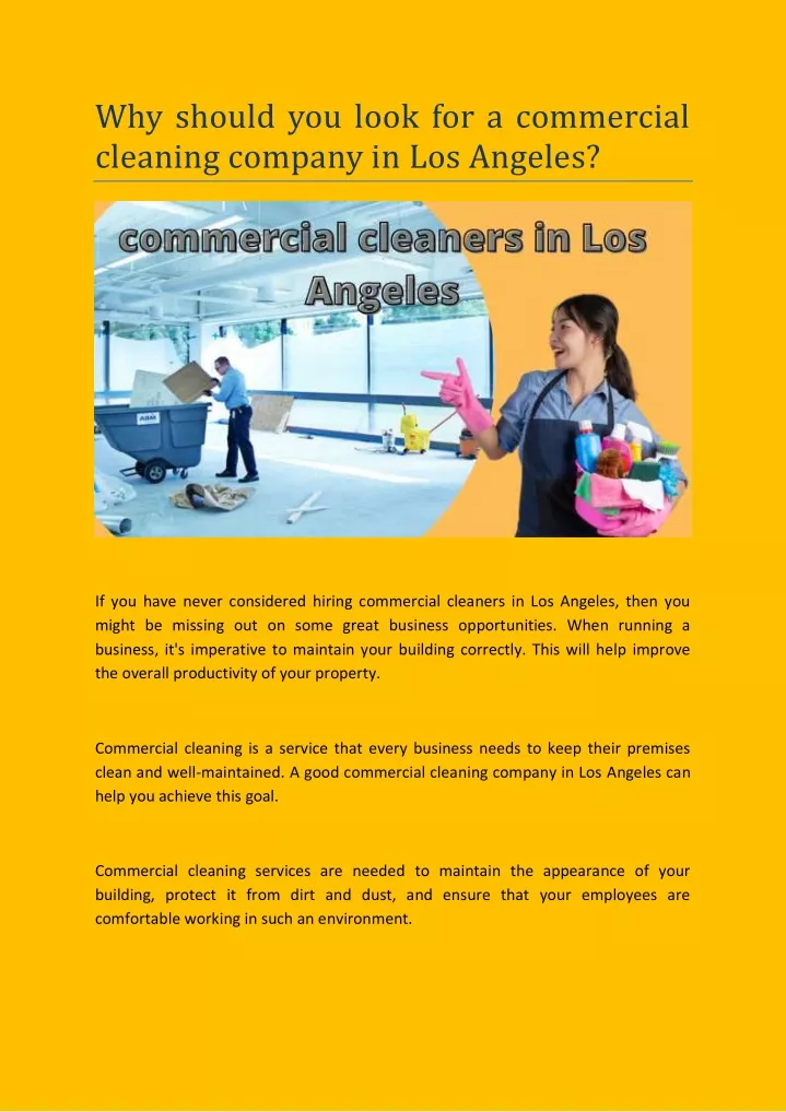 why should you look for a commercial cleaning
