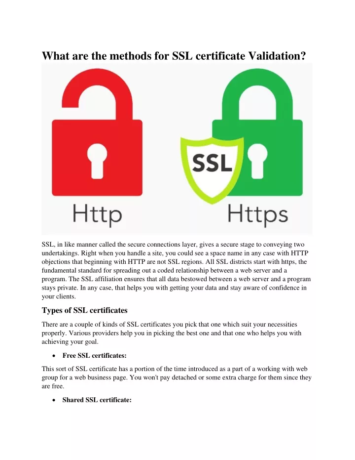 what are the methods for ssl certificate